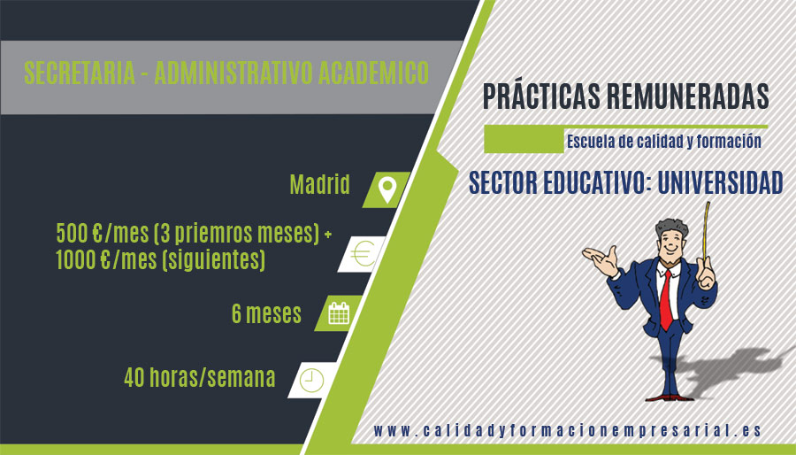 Práctica remunerada en secretariado administrativo académico con inglés- Madrid
